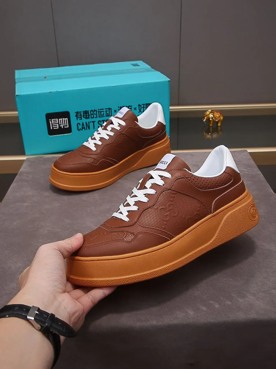 Gucci GG Embossed Sneaker Brown for Men