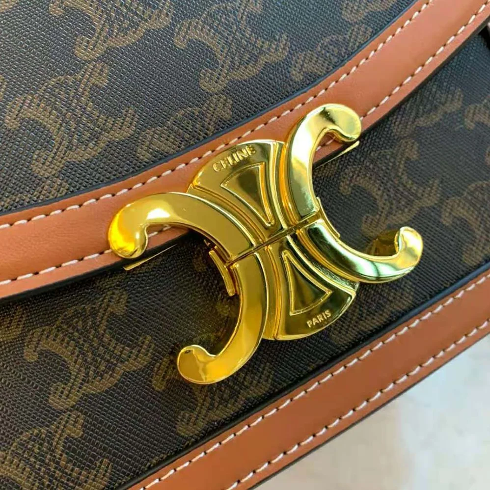 Celine Teen Triomphe Bag in Triomphe Canvas and Calfskin for Women