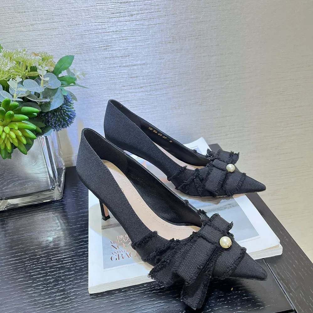 Dior Adiorable Pump Black Fringed Grosgrain for Women