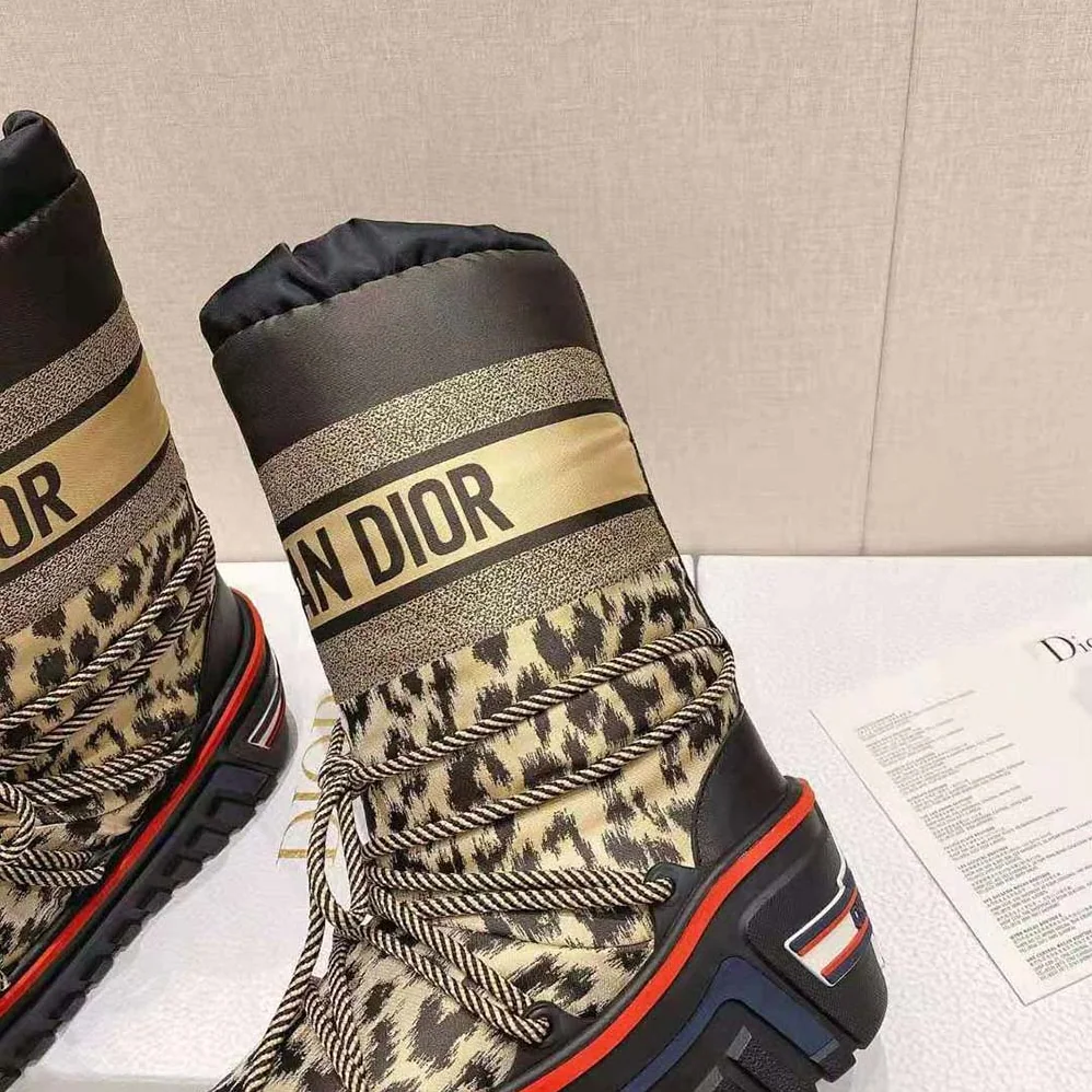Dior Dioralps Snow Boot Beige Multicolor Mizza Shiny Nylon for Women Dior Dioralps Snow Boot Beige Multicolor Mizza Shiny Nylon for Women