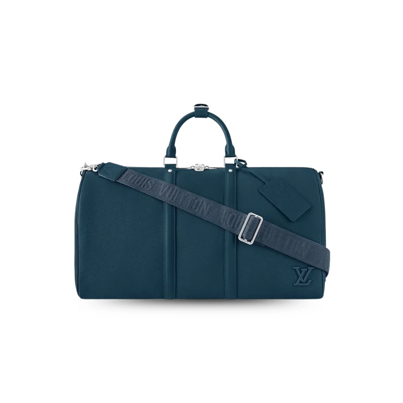 Louis Vuitton Keepall Bandouliere 50 Travel Bag in Dark Blue Silver Hardware