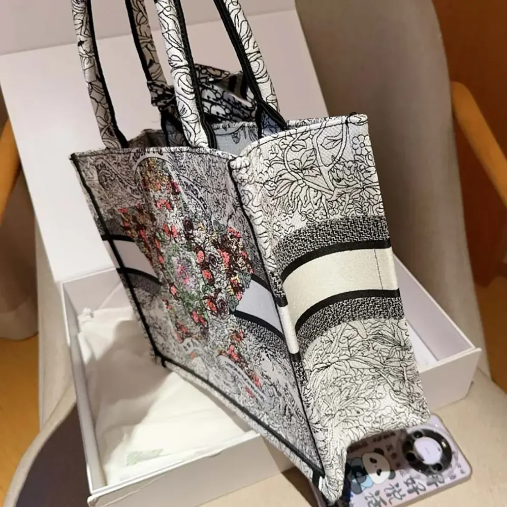 Dior Medium Dior Book Tote Latte Embroidery for Women