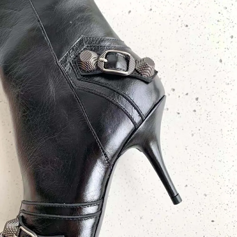 Balenciaga Cagole 90mm Boot in Black Arena Lambskin for Women