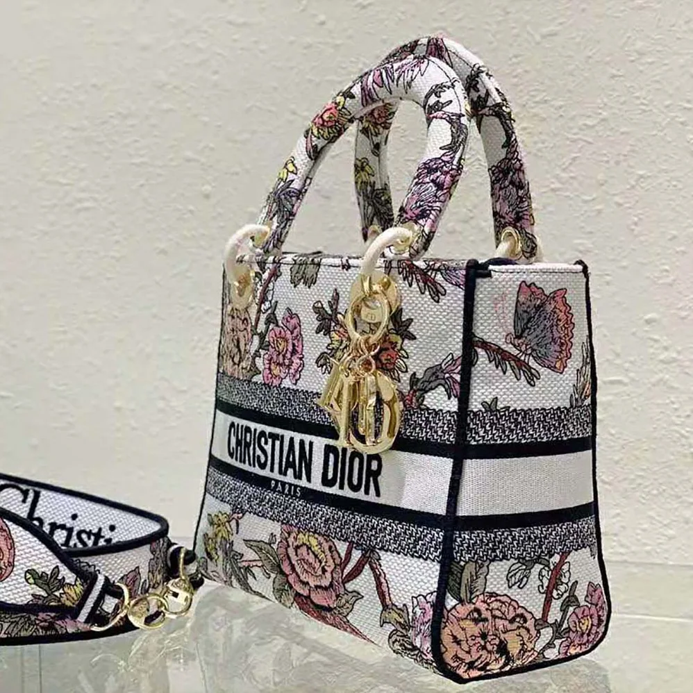 Dior Medium Lady D-lite Bag Multicolor Dior Jardin Botanique Embroidery for Women