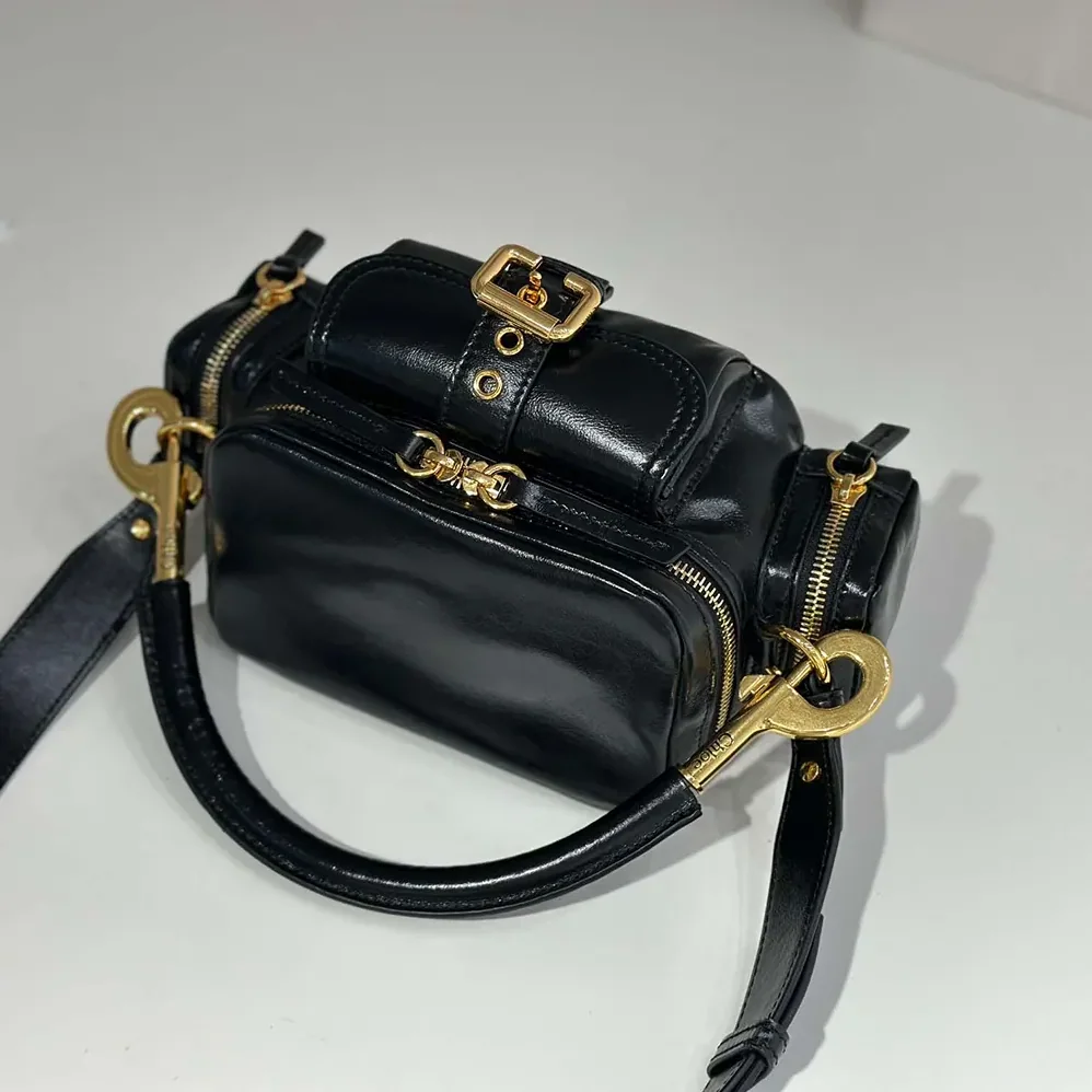 Chloe Small Camera Bag in Shiny Leather for Women in Black Chloe Small Camera Bag in Shiny Leather for Women in Black