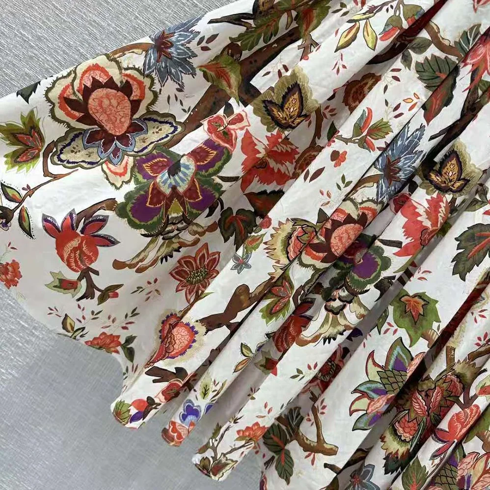 Dior Mid-length Pleated Skirt Multicolor Cotton and Silk Poplin with Albero Della Vita Motif for Women Dior Mid-length Pleated Skirt Multicolor Cotton and Silk Poplin with Albero Della Vita Motif for Women