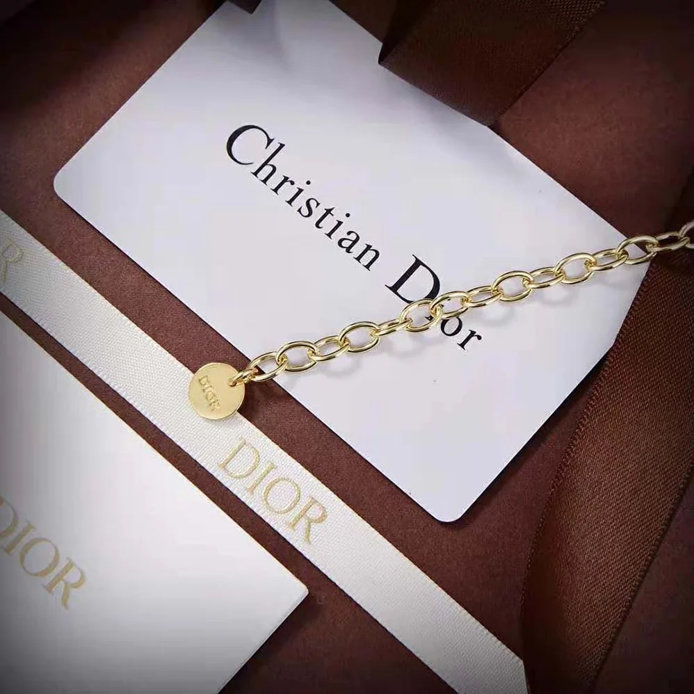 Dior 30 Montaigne Long Necklace Gold-Finish Metal and Silver for Women in Tone Crystals
