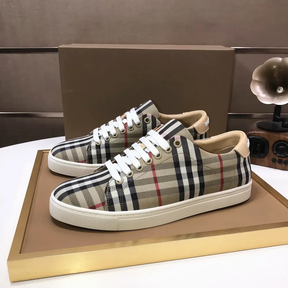 Burberry Check and Leather Sneakers-80497771 for Unisex