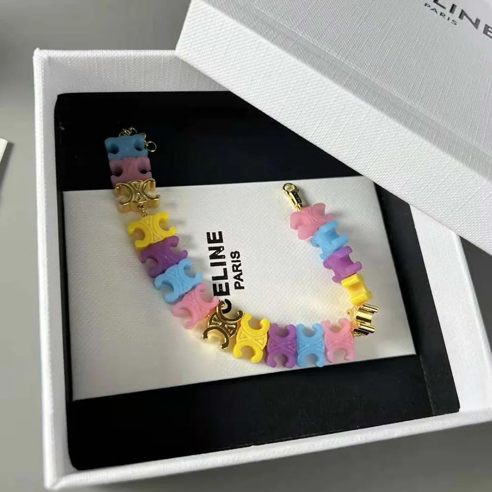 Celine Baby Bracelet in Brass with Gold Finish and Plexiglass for Women