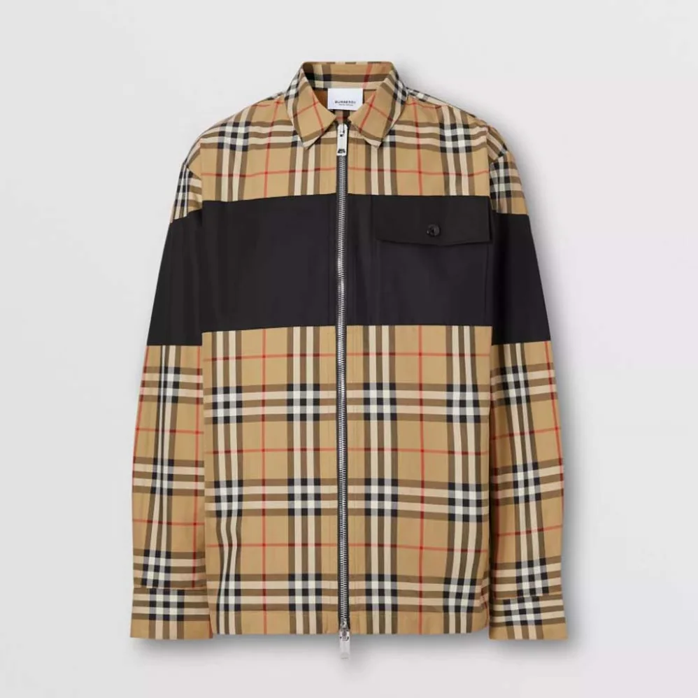 Burberry Contrast Panel Check Cotton Shirt for Women Burberry Contrast Panel Check Cotton Shirt for Women