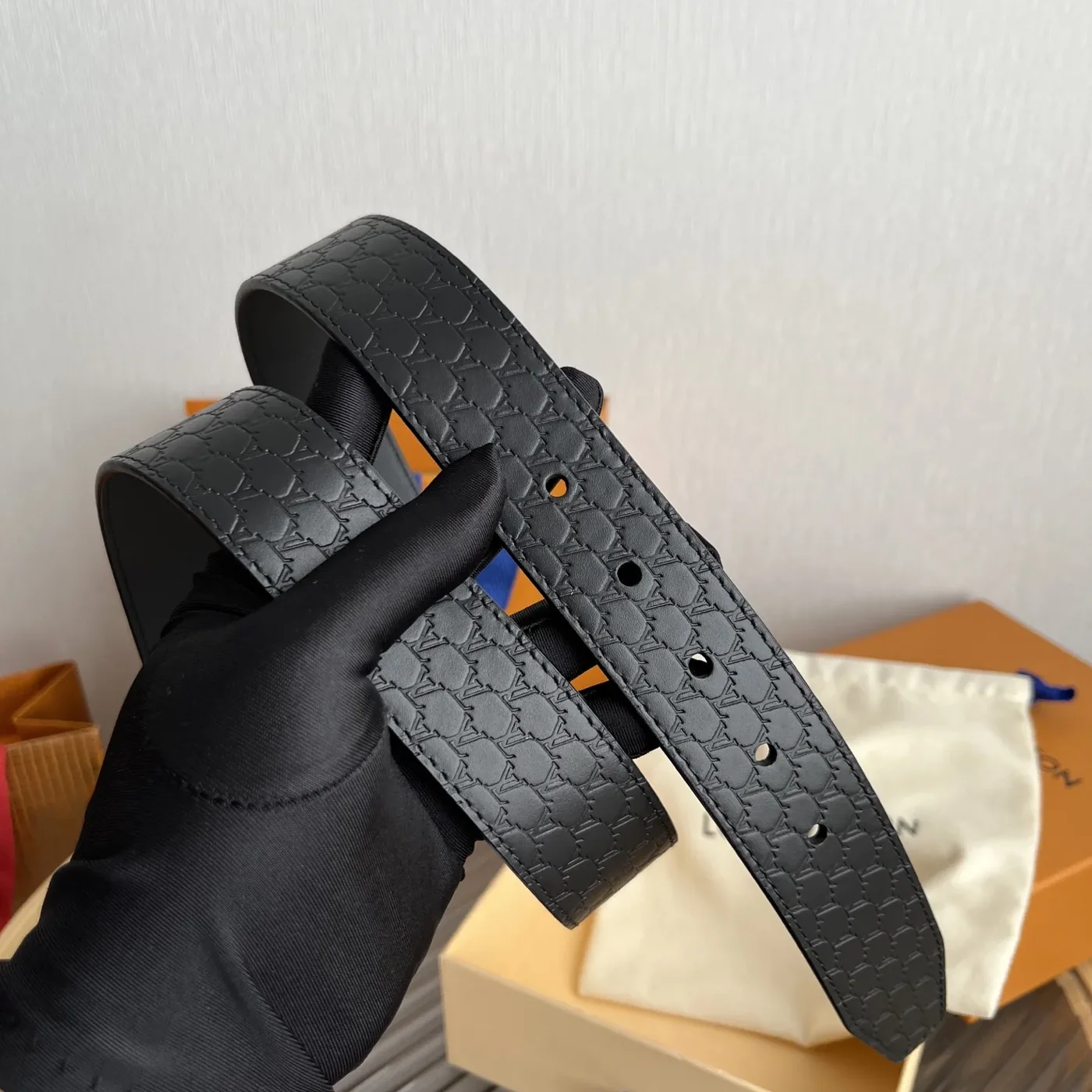Louis Vuitton Initiales Reversible Belt Black LV Blason Embossed Louis Vuitton Initiales Reversible Belt Black LV Blason Embossed