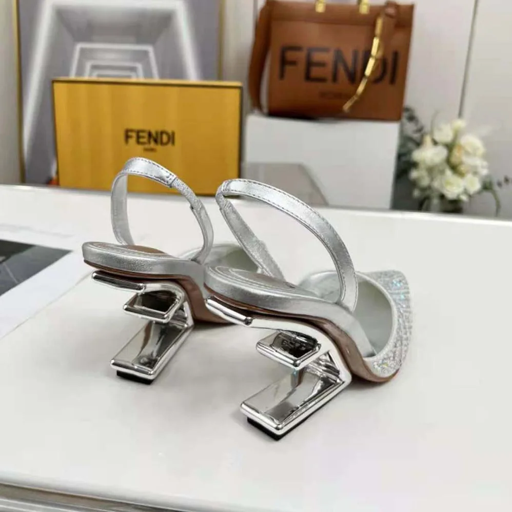 Fendi First Silver-colored Rhinestone High in heeled Slingbacks Fendi First Silver-colored Rhinestone High in heeled Slingbacks