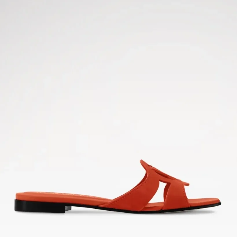 Louis Vuitton LV Isola Flat Mules Orange Suede 1AK4OW Louis Vuitton LV Isola Flat Mules Orange Suede 1AK4OW