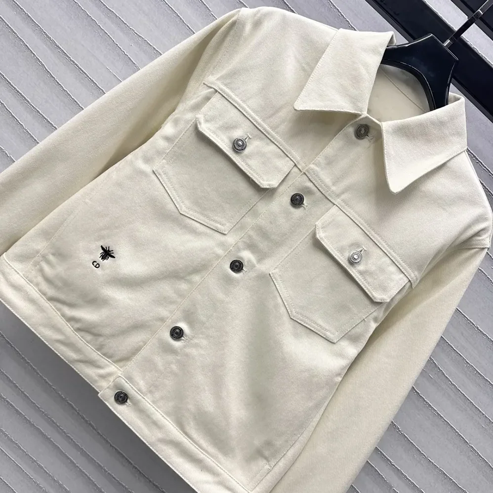 Dior Dioramour Jacket White Cotton Denim with Multicolor Cœur des Curiosités Motif for Men