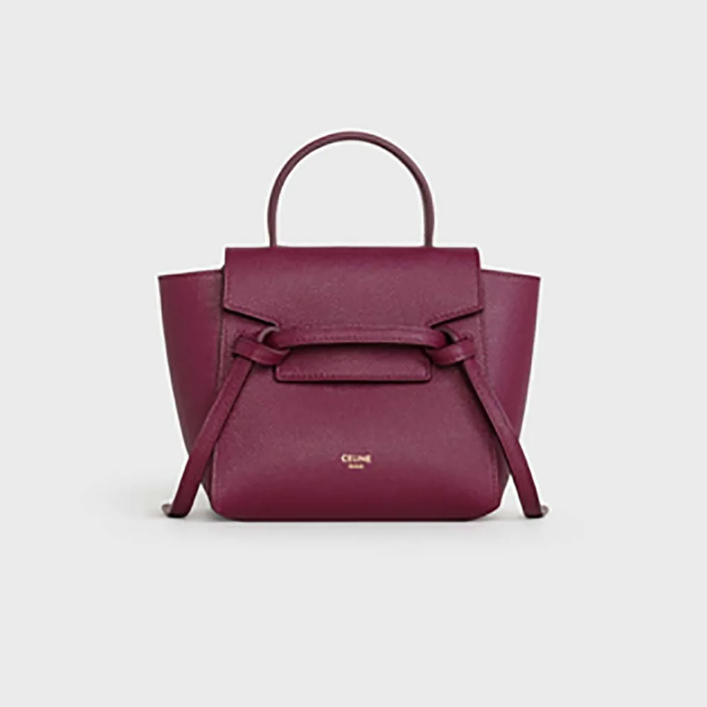 Celine Pico Belt Bag in Grained Calfskin for Women in Maroon