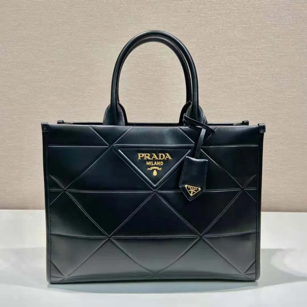 Prada Small Leather Prada Symbole Bag with Topstitching for Women