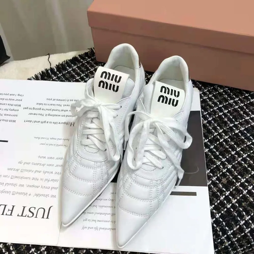 Miu Miu Nappa Leather Mid-heel Sneakers for Women in White