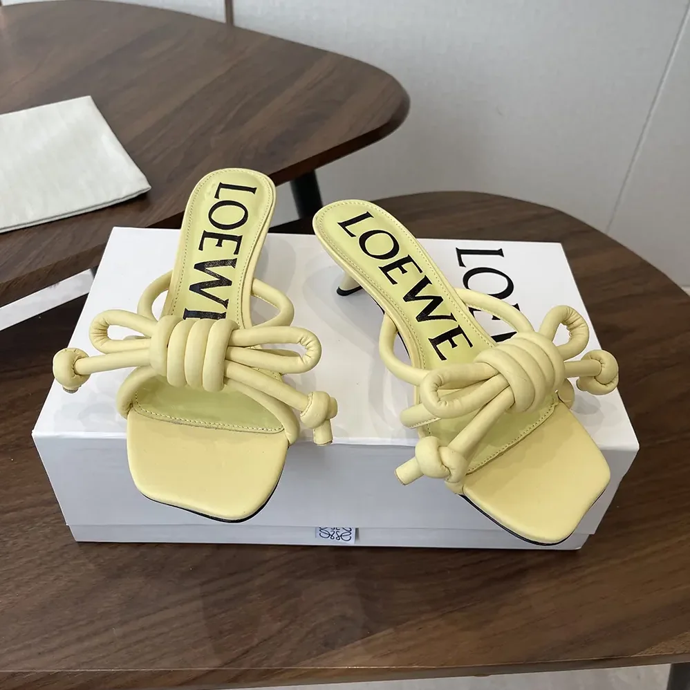 Loewe Flamenco Knot Sandal in Lambskin for Women in Yellow Loewe Flamenco Knot Sandal in Lambskin for Women in Yellow