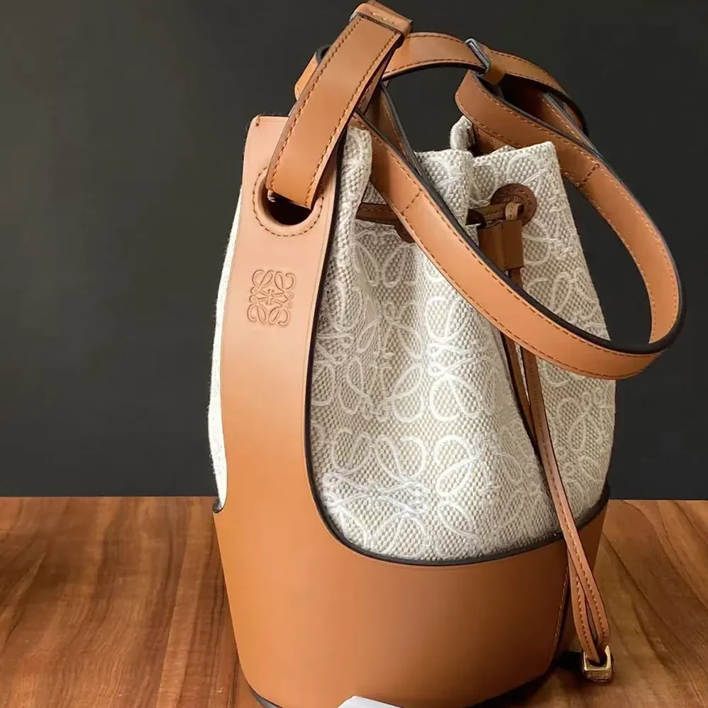 Loewe Small Balloon Bag in Anagram Linen and Calfskin for Women