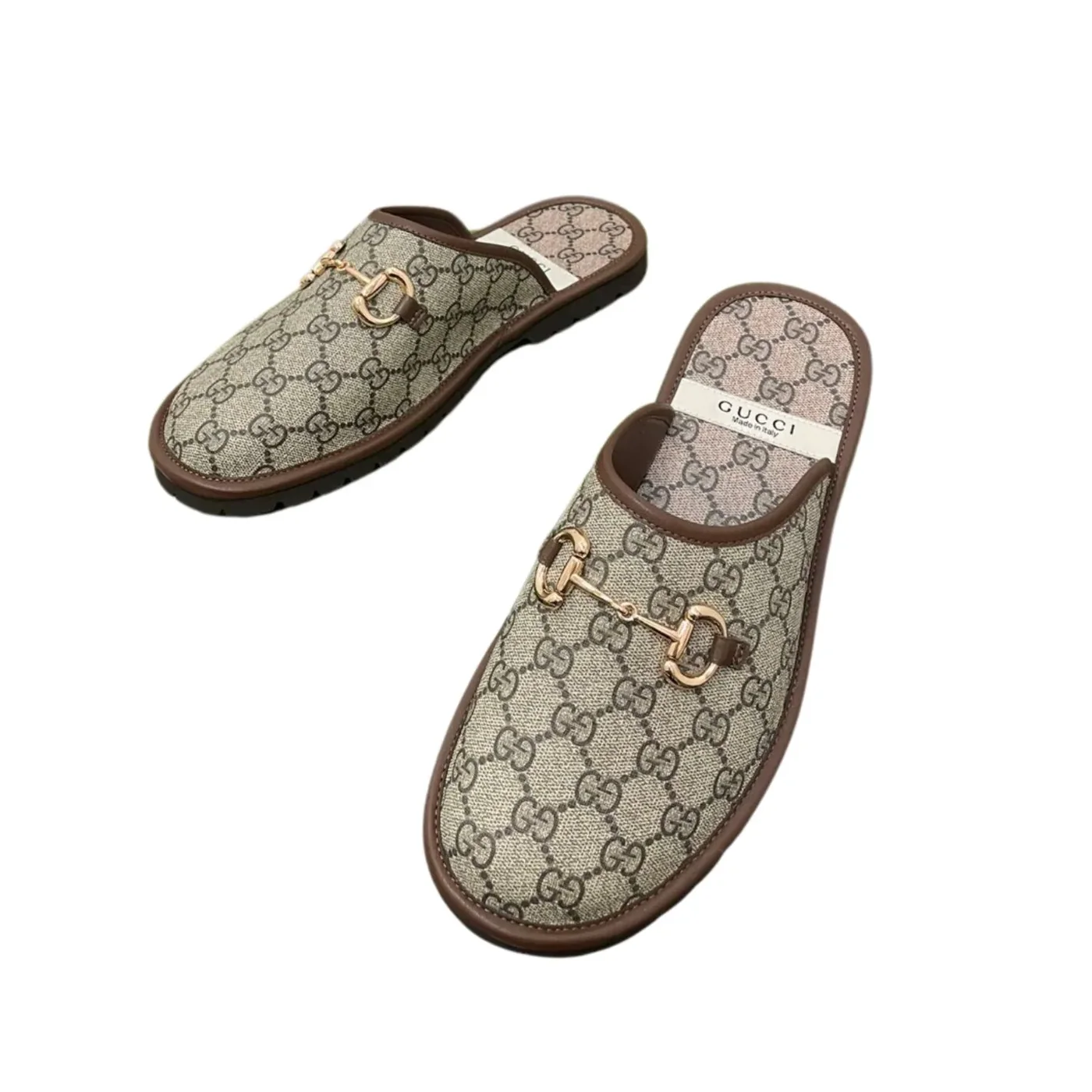 Gucci GG Slipper With Horsebit Gray GG Shoes for Men