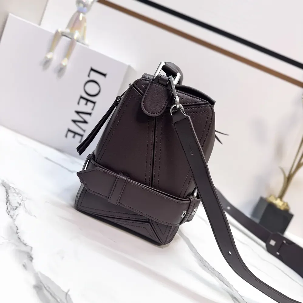 Loewe Small Puzzle Biker Bag in Shiny Calfskin for Unisex Loewe Small Puzzle Biker Bag in Shiny Calfskin for Unisex