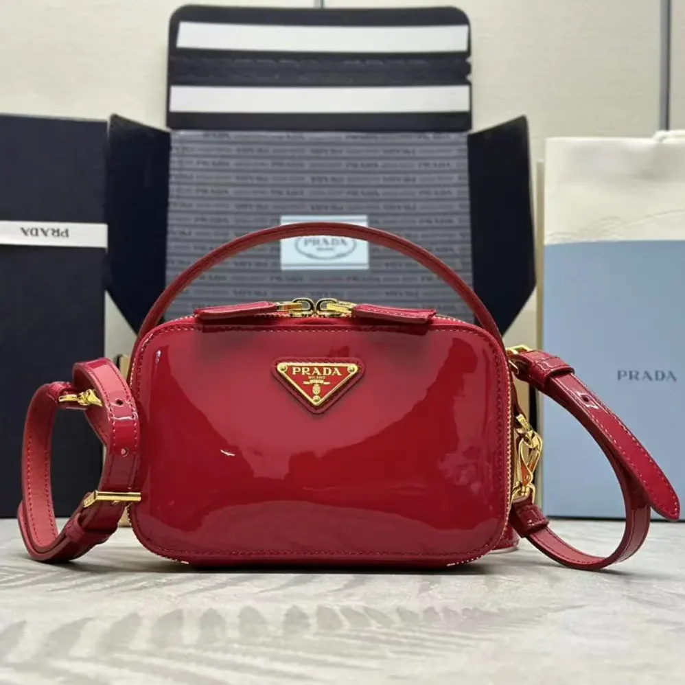 Prada Odette Patent Leather Mini-bag for Women in Red Prada Odette Patent Leather Mini-bag for Women in Red