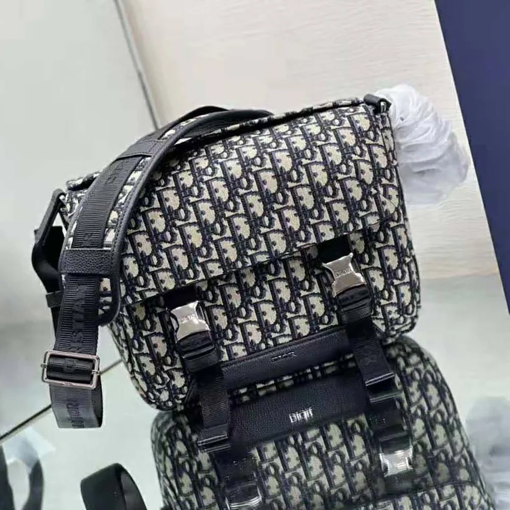 Dior Explorer Messenger Bag Beige and Black Dior Oblique Jacquard for Men