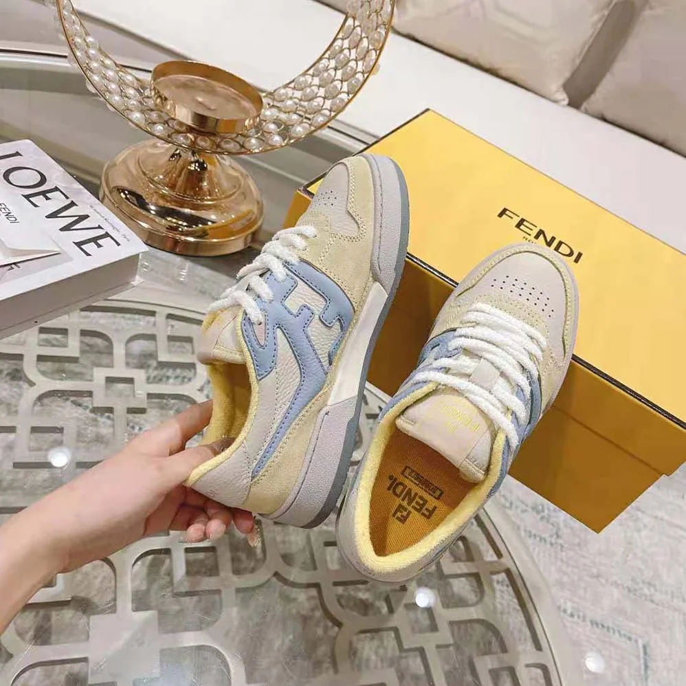 Fendi Match Yellow Suede Low for Men in Tops