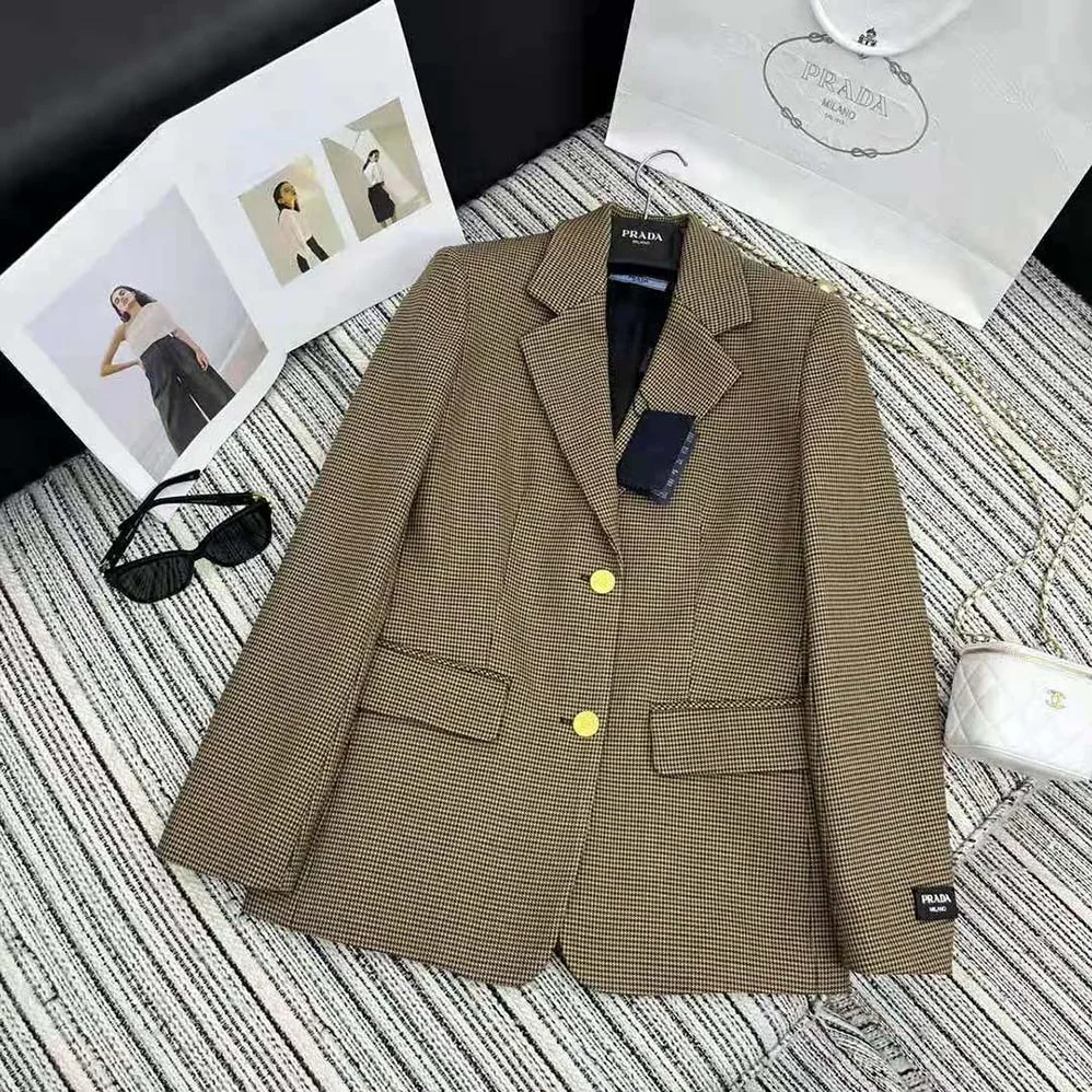 Prada Single for Women in breasted Houndstooth Check Jacket Prada Single for Women in breasted Houndstooth Check Jacket