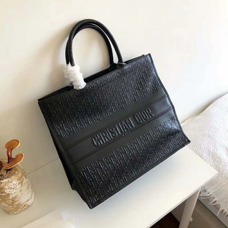 Dior Lady Dior Book Tote Bag in Embossed Calfskin in Black Dior Lady Dior Book Tote Bag in Embossed Calfskin in Black