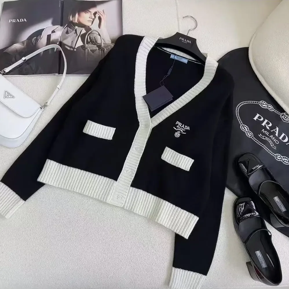 Prada Cashmere and Silk Cardigan for Women in Black Prada Cashmere and Silk Cardigan for Women in Black