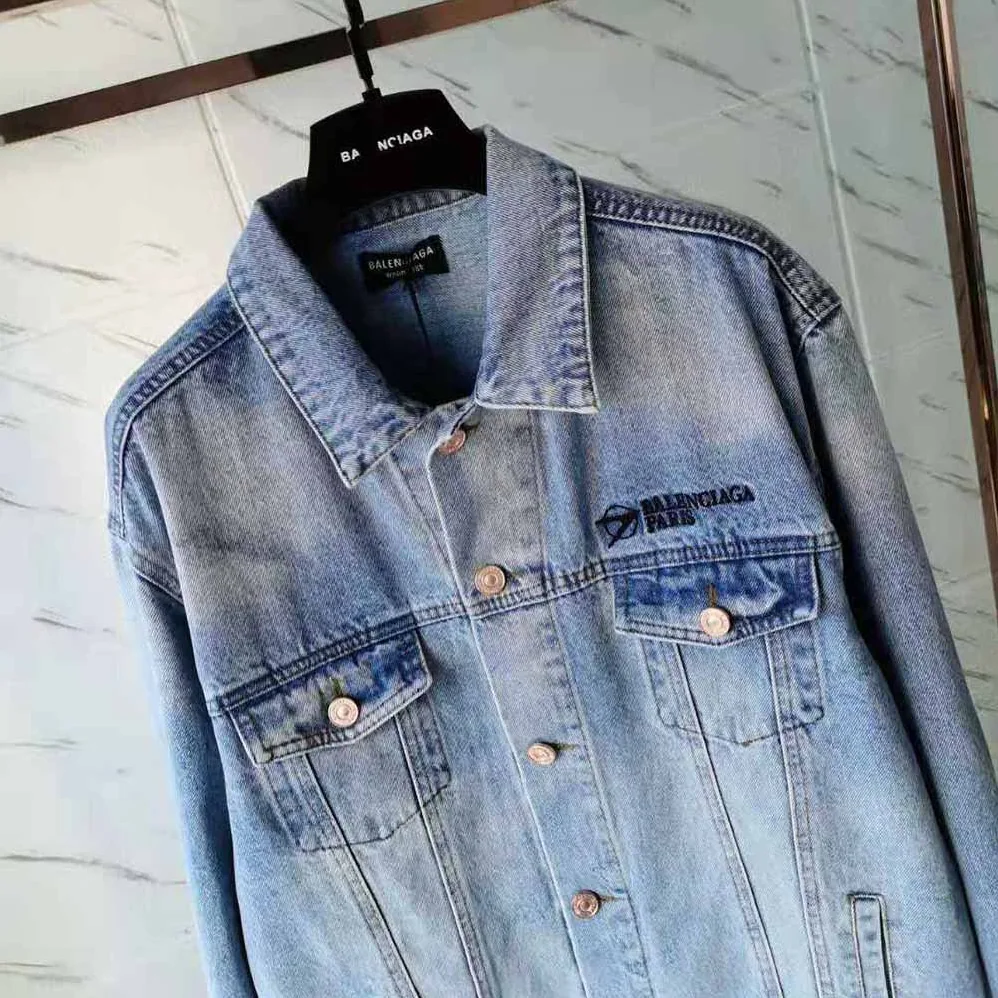 Balenciaga Corporate Large Fit Jacket in Indigo for Women Balenciaga Corporate Large Fit Jacket in Indigo for Women