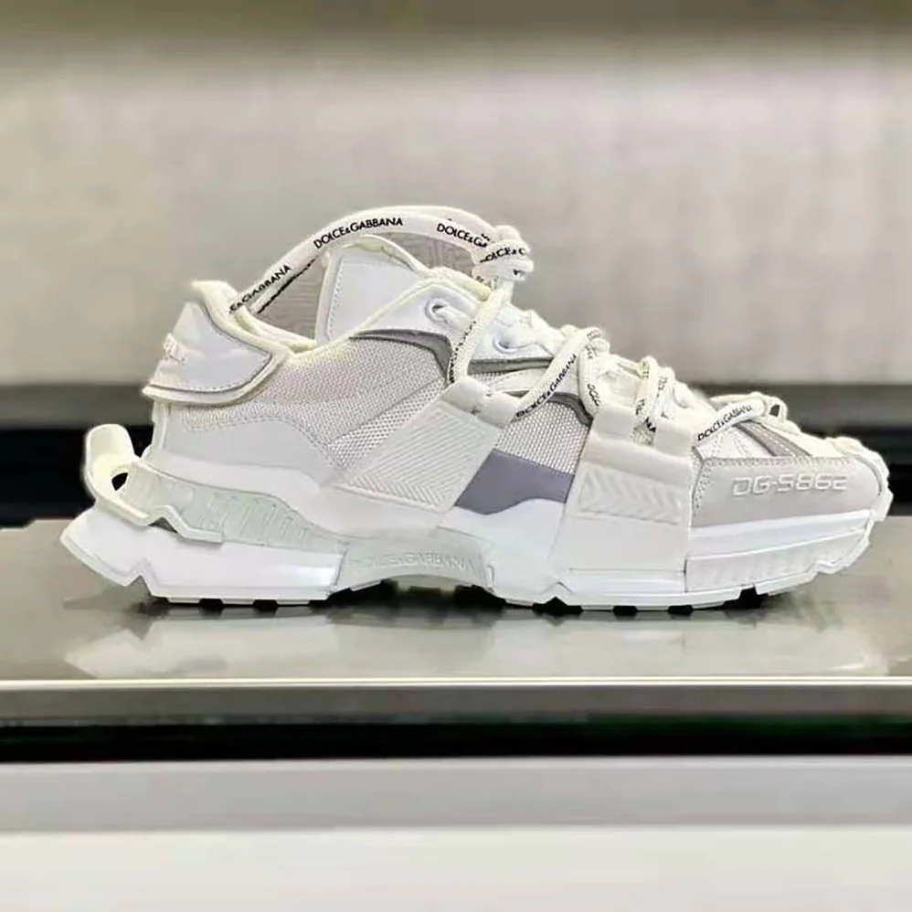 Dolce Gabbana D&G Mixed-Materials Space Sneakers for Unisex in White Dolce Gabbana D&G Mixed-Materials Space Sneakers for Unisex in White