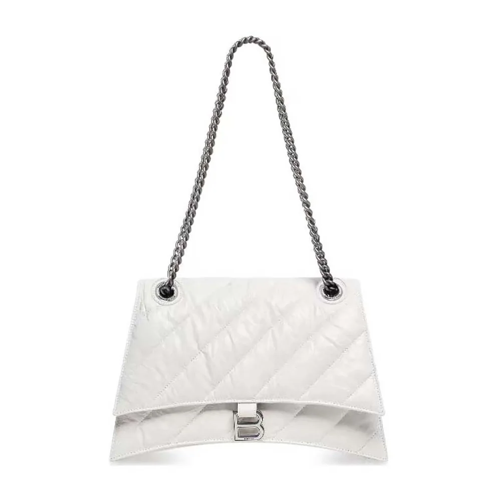 Balenciaga Crush Medium Chain Bag Quilted in White for Women