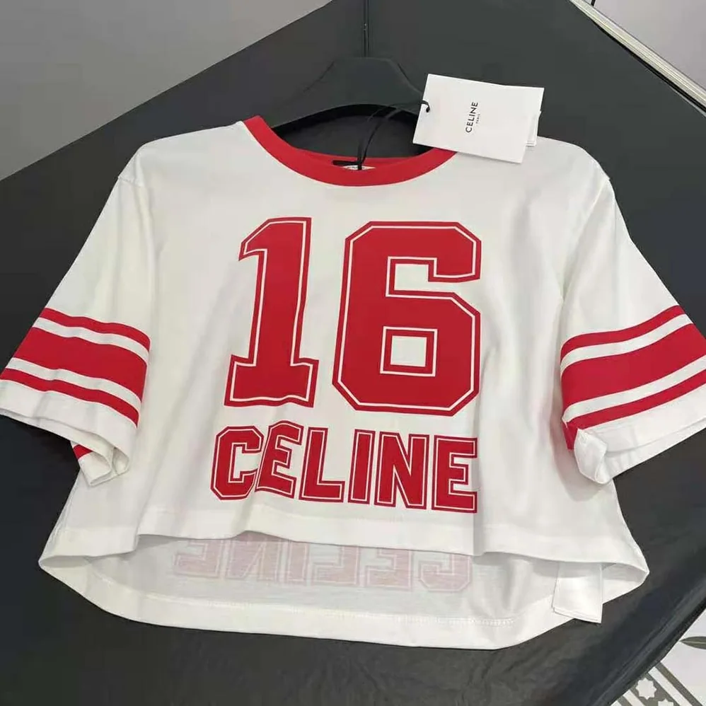 Celine 16 Cropped T for Women in shirt in Cotton Jersey Celine 16 Cropped T for Women in shirt in Cotton Jersey