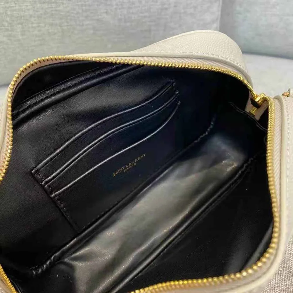 Saint Laurent YSL Lou Mini Bag in Quilted Grain DE Poudre Embossed Leather for Women in White Saint Laurent YSL Lou Mini Bag in Quilted Grain DE Poudre Embossed Leather for Women in White
