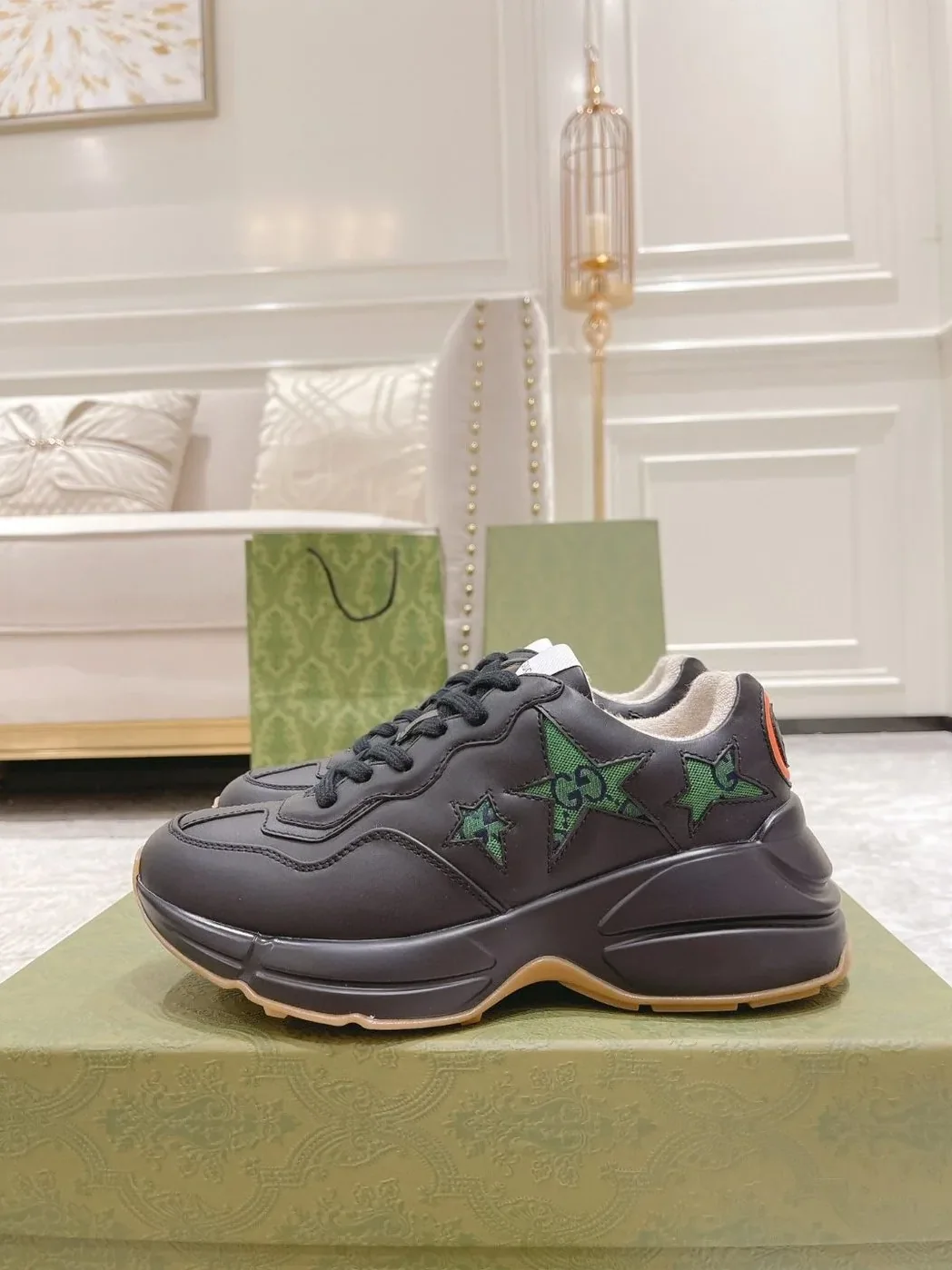 Gucci Rhyton Sneaker With Stars Black