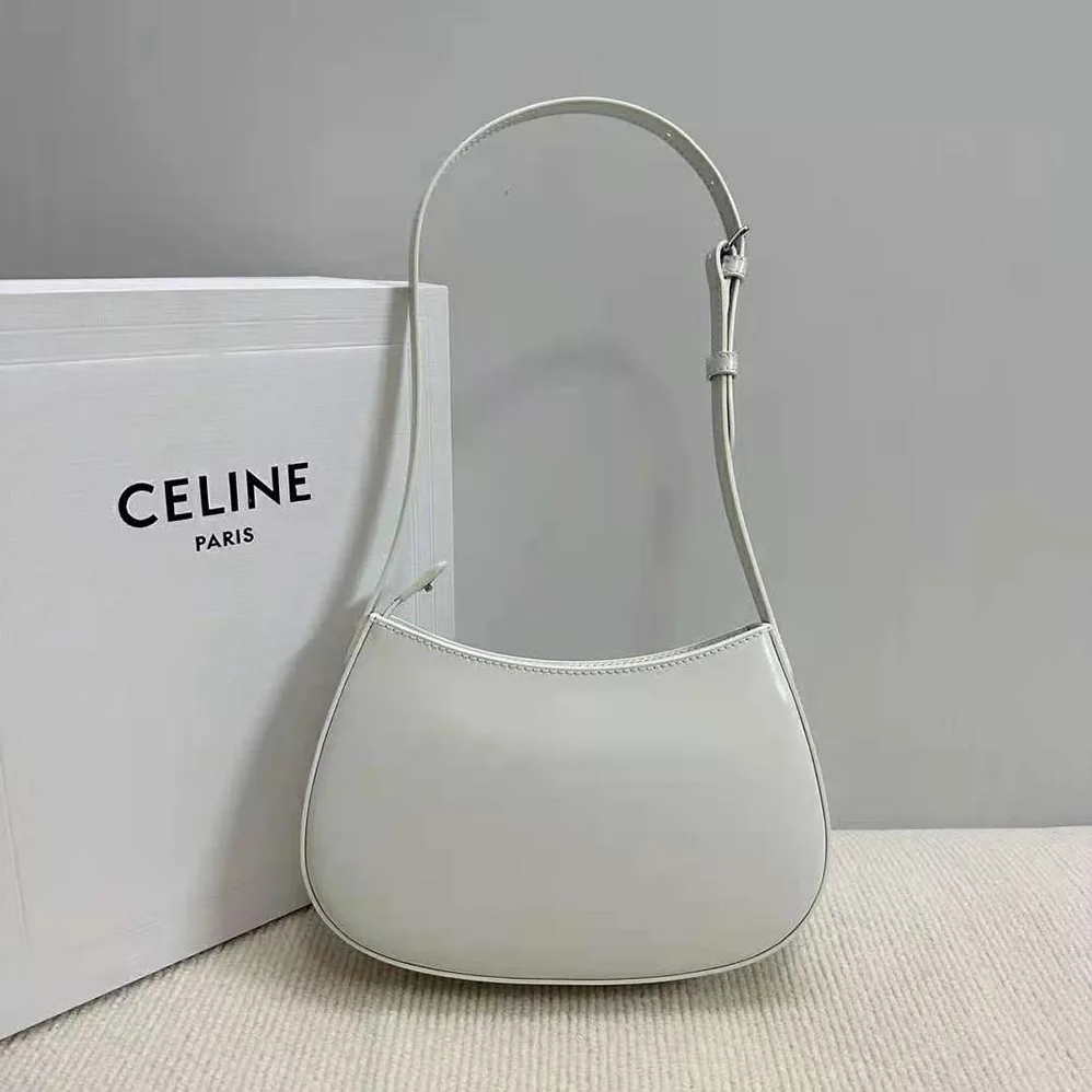Celine Medium Tilly Bag in Shiny Calfskin for Women in White