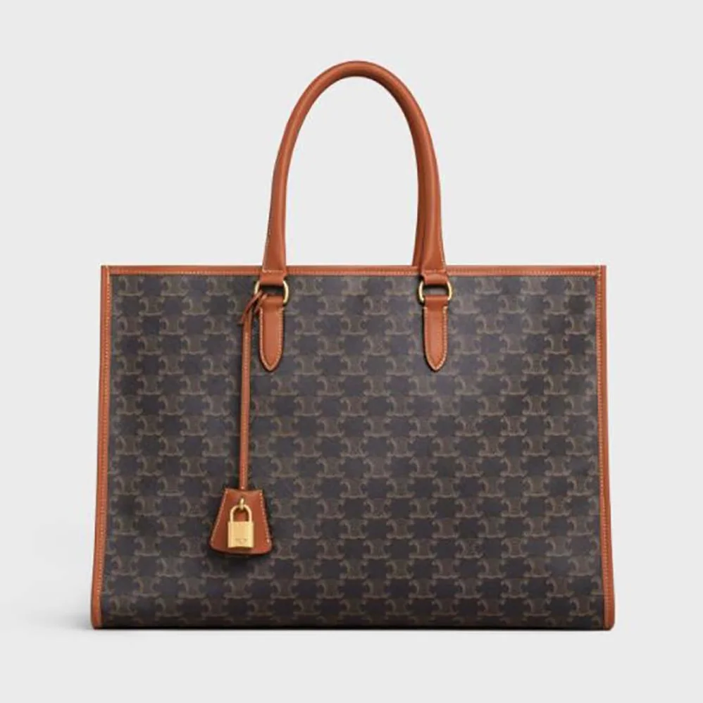 Celine Horizontal Cabas in Triomphe Canvas and Calfskin for Women
