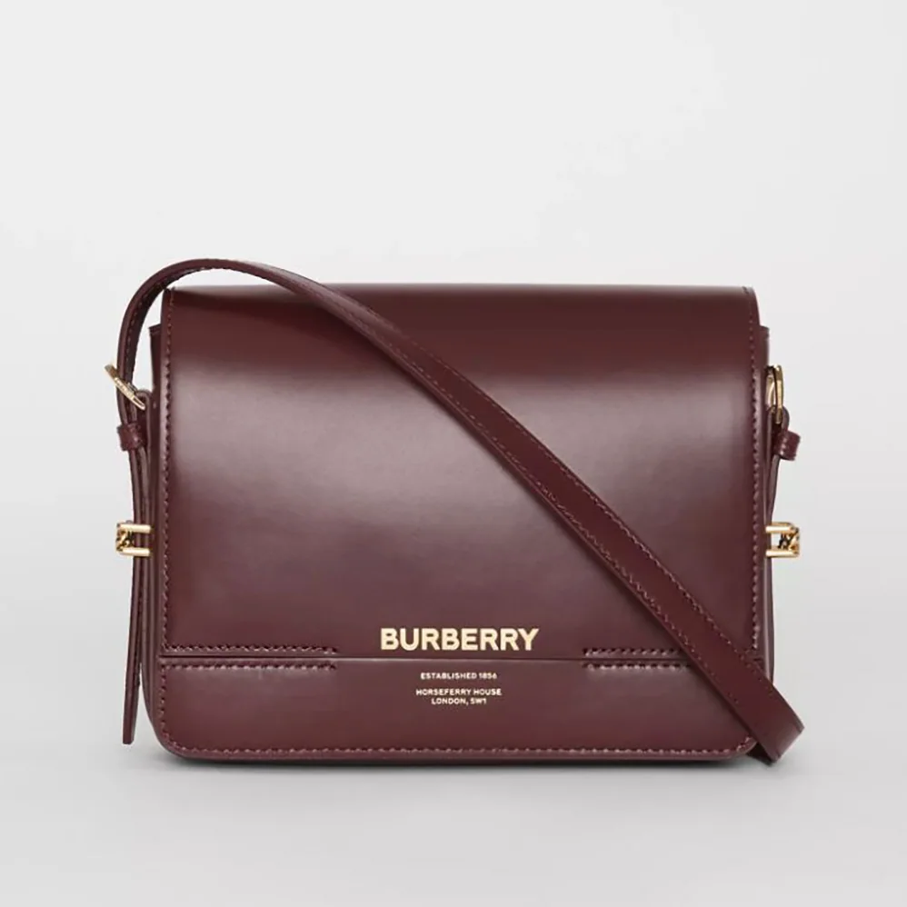 Burberry Small Two-tone Leather Grace Bag for Women in Maroon