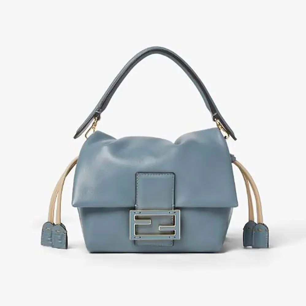 Fendi Mamma Baguette Small Mercury Blue Nappa Leather Mini for Women in bag Fendi Mamma Baguette Small Mercury Blue Nappa Leather Mini for Women in bag