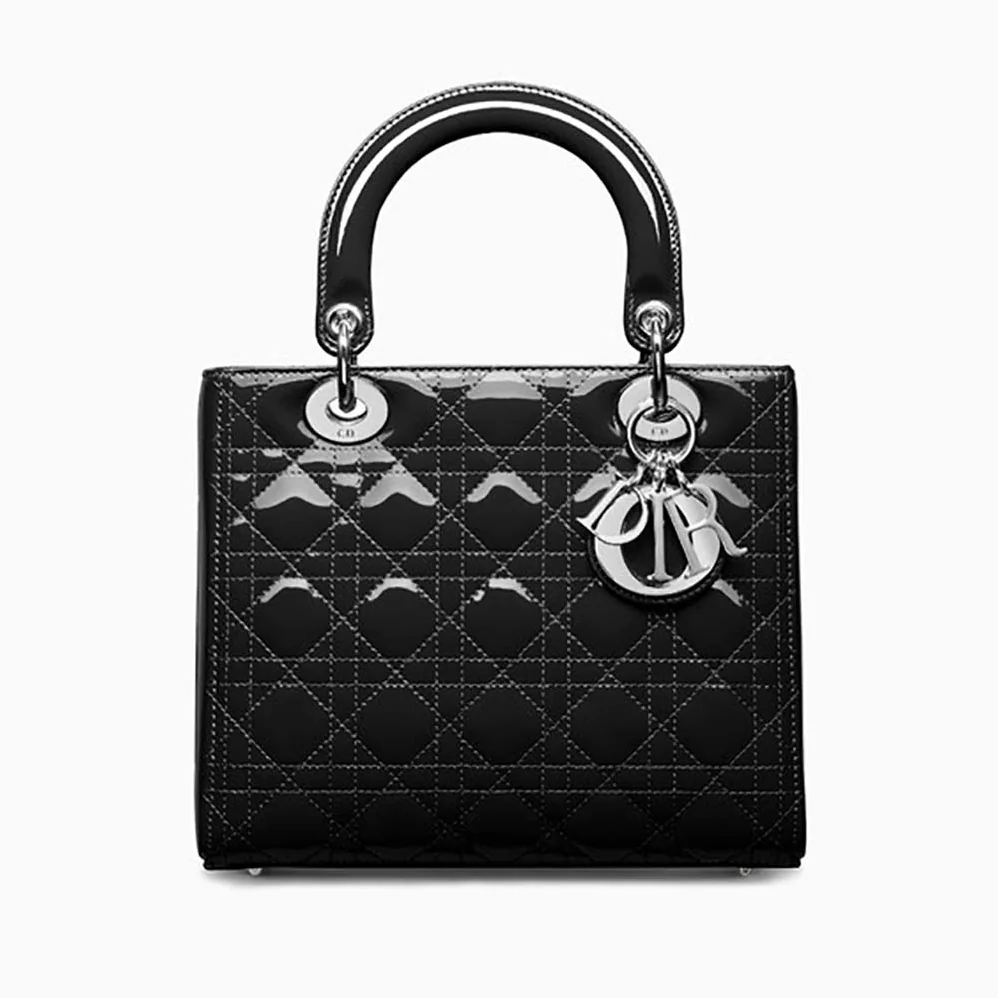 Dior Lady Dior Bag in Patent Cannage Calfskin in Black Dior Lady Dior Bag in Patent Cannage Calfskin in Black