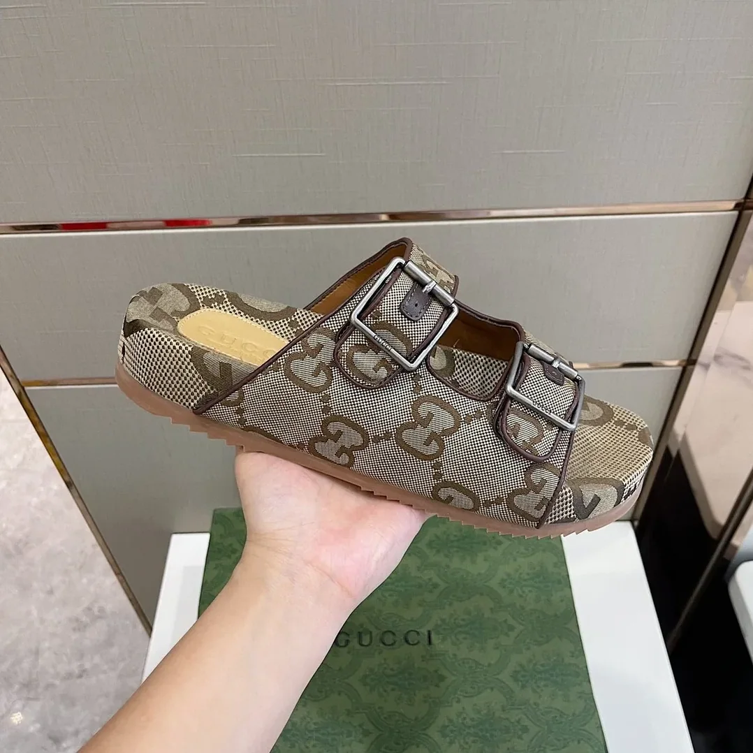 Gucci Maxi GG Slide Sandal With Straps Beige And Ebony 2HK60 Gucci Maxi GG Slide Sandal With Straps Beige And Ebony 2HK60