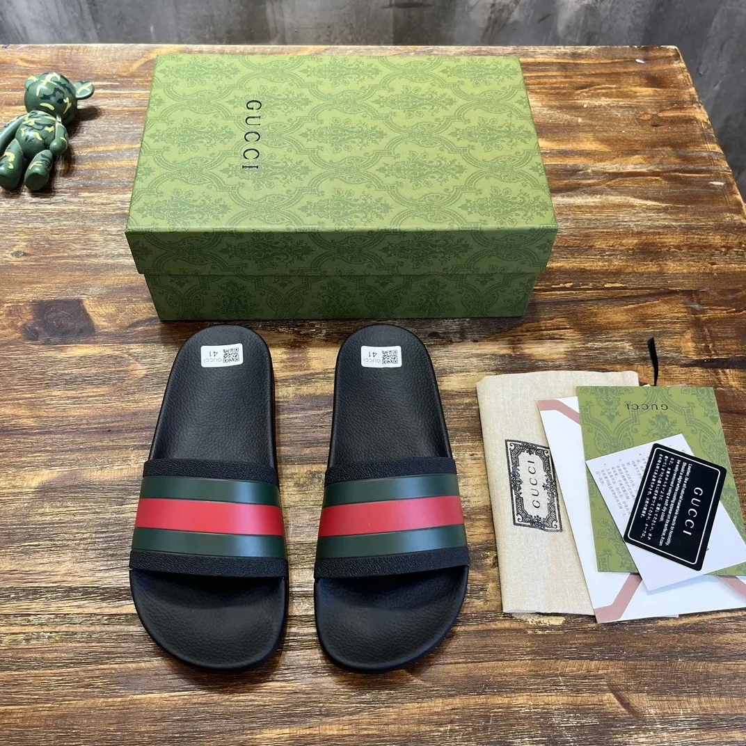 Gucci Web Rubber Slide Sandal Black Gucci Web Rubber Slide Sandal Black