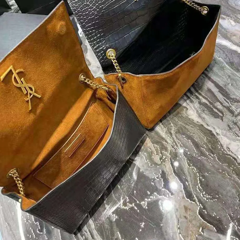 Saint Laurent YSL Kate Medium Reversible in Suede and Crocodile for Women in Embossed Leather Saint Laurent YSL Kate Medium Reversible in Suede and Crocodile for Women in Embossed Leather
