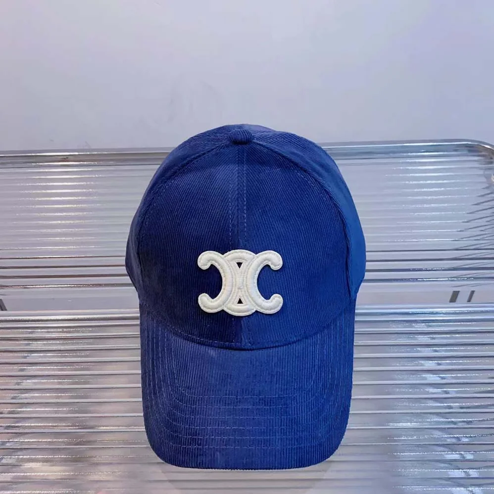 Celine Triomphe Cotton Baseball Cap for Women in Blue