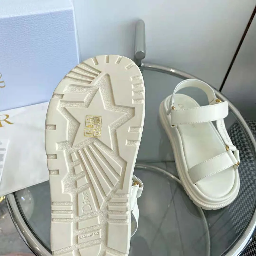 Dior D for Women in Wave Sandal White Lambskin Dior D for Women in Wave Sandal White Lambskin