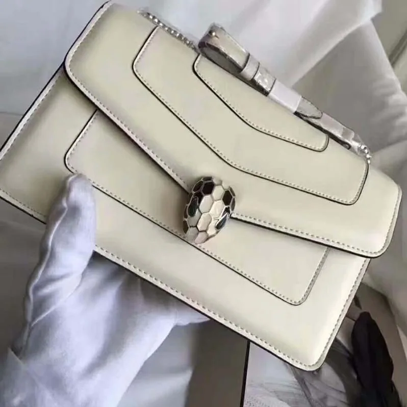 Bvlgari Serpenti Forever Medium Flap Cover Chain Bag Calfskin in White Bvlgari Serpenti Forever Medium Flap Cover Chain Bag Calfskin in White