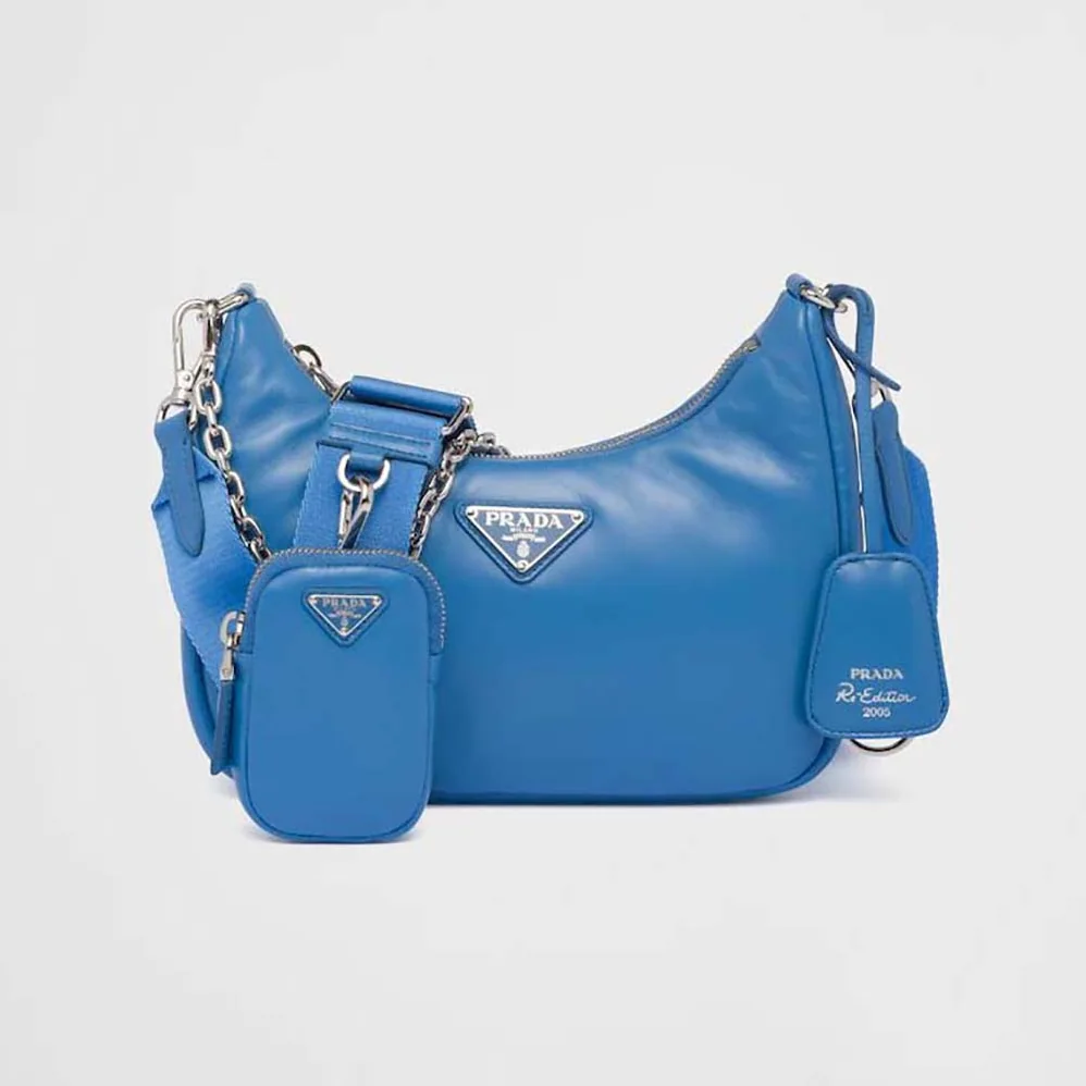 Prada Padded Nappa-Leather Prada Re-Edition 2005 Shoulder Bag for Women in Blue Prada Padded Nappa-Leather Prada Re-Edition 2005 Shoulder Bag for Women in Blue