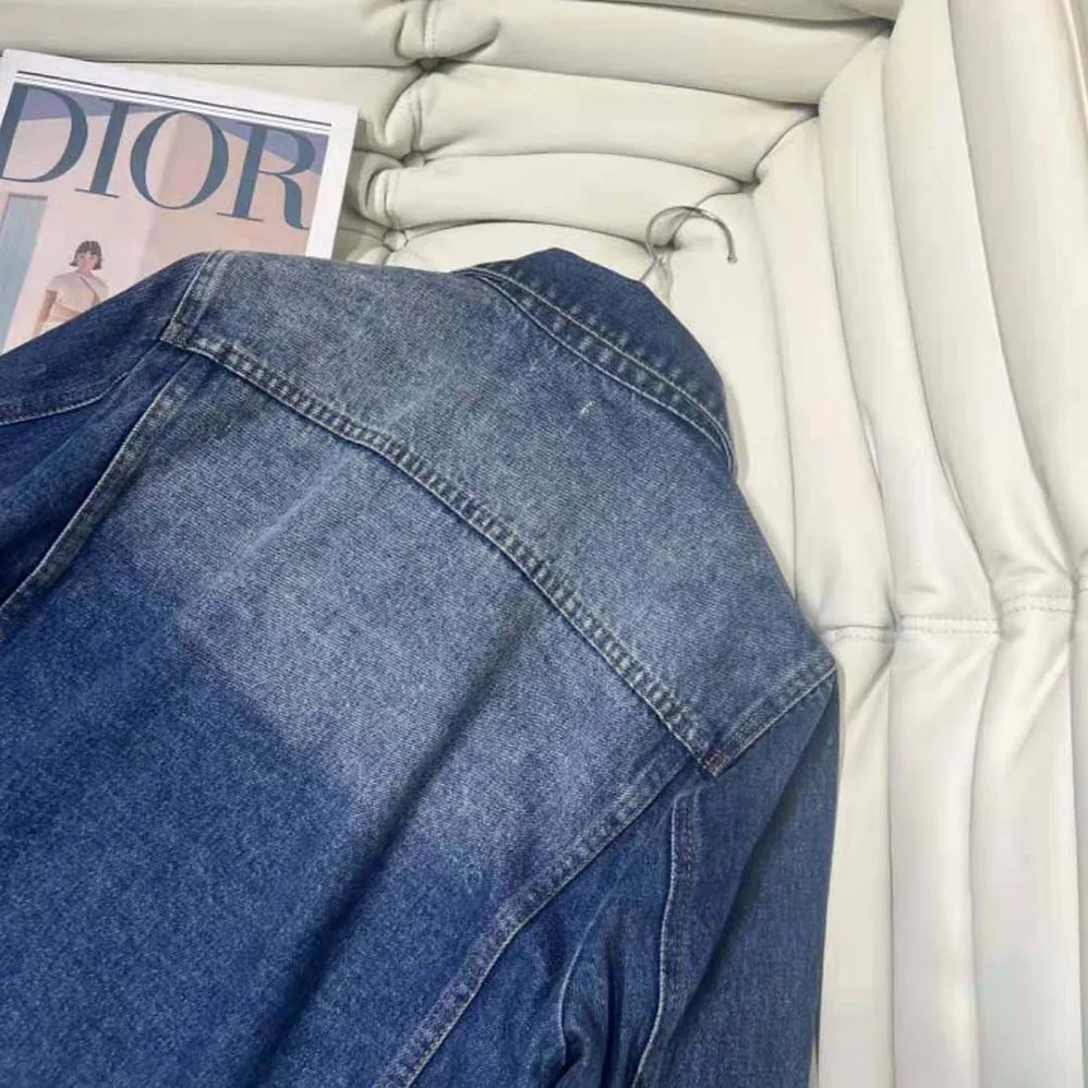 Dior Cropped Jacket Blue Stonewashed Cotton Denim for Women